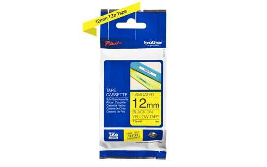 Genuine Brother TZe-631 Labelling Tape – Black on Yellow, 12mm wide 2