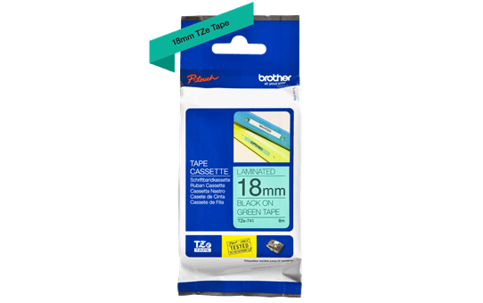 Genuine Brother TZe-741 Labelling Tape Cassette – Black on Green, 18mm wide 2