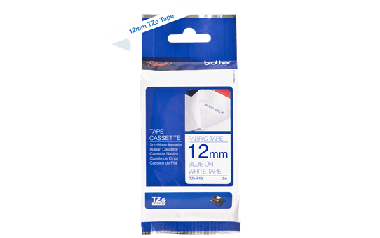 Genuine Brother TZe-FA3 Fabric Tape Cassette – Blue on White, 12mm wide 2