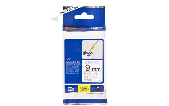 Genuine Brother TZe-FX221 Labelling Tape Cassette – Black on White Flexible-ID, 9mm wide 2