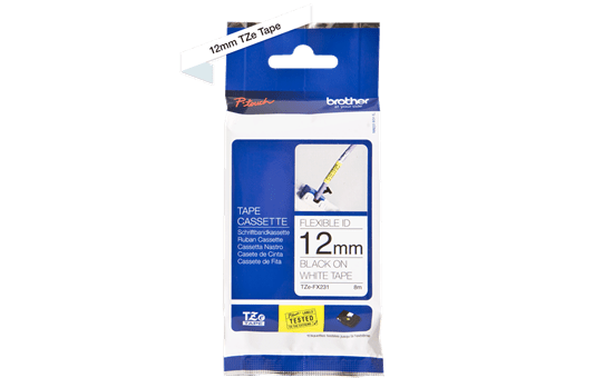 Genuine Brother TZe-FX231 Labelling Tape Cassette – Black on White, 12mm wide 2