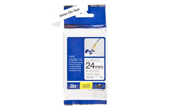 Genuine Brother TZe-FX251 Labelling Tape Cassette – Black on White Flexible-ID, 24mm wide 2