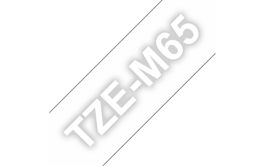 Genuine Brother TZe-M65 White on Clear Matt Laminated Tape, 36mm wide