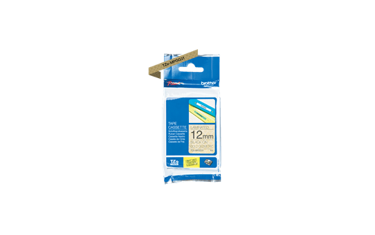 Genuine Brother TZe-MPGG31 Labelling Tape Cassette – Black On Gold Pattern, 12mm wide 2