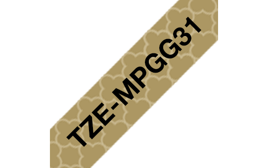 Genuine Brother TZe-MPGG31 Labelling Tape Cassette – Black On Gold Pattern, 12mm wide 3