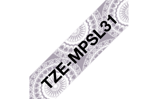 Genuine Brother TZe-MPSL31 Labelling Tape Cassette – Black on Silver Lace Patterned, 12mm wide 3
