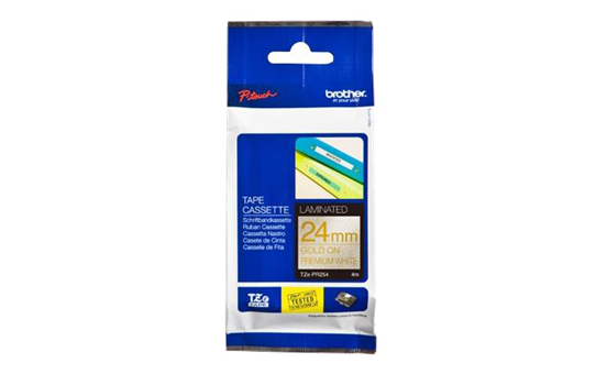 Genuine Brother TZe-PR254 Labelling Tape Cassette – Gold On Premium White, 24mm wide 2