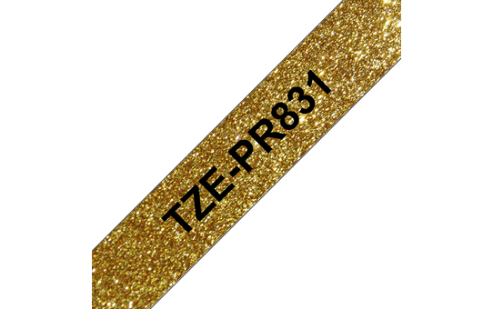 Genuine Brother TZe-PR831 Labelling Tape Cassette – Black On Premium Gold, 12mm wide 2