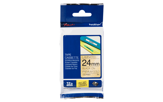Genuine Brother TZe-PR851 Labelling Tape Cassette – Black On Premium Gold, 24mm wide 2