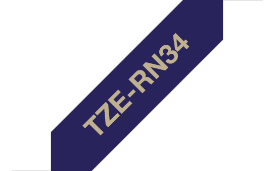 Genuine Brother TZe-RN34 Labelling Tape Ribbon– Gold on Navy Blue, 12mm wide 3