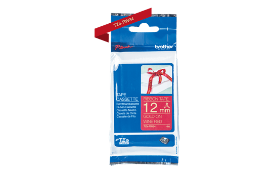 Genuine Brother TZe-RW34 Ribbon Tape Cassette – Gold on Wine  Red, 12mm wide 2