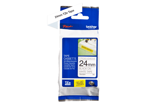 Genuine Brother TZe-S251 Labelling Tape Cassette – Black on White, 24mm wide  2