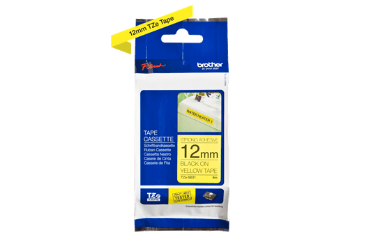 Genuine Brother TZe-S631 Labelling Tape Cassette – Black on Yellow Strong Adhesive, 12mm wide 2