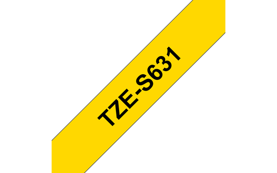 Genuine Brother TZe-S631 Labelling Tape Cassette – Black on Yellow Strong Adhesive, 12mm wide 3