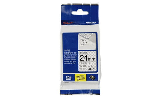Genuine Brother TZe-SE5 Security Labelling Tape Cassette – Black on White, 24mm wide 2